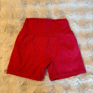 P'tula Vibrant Red High-Waisted Shorts